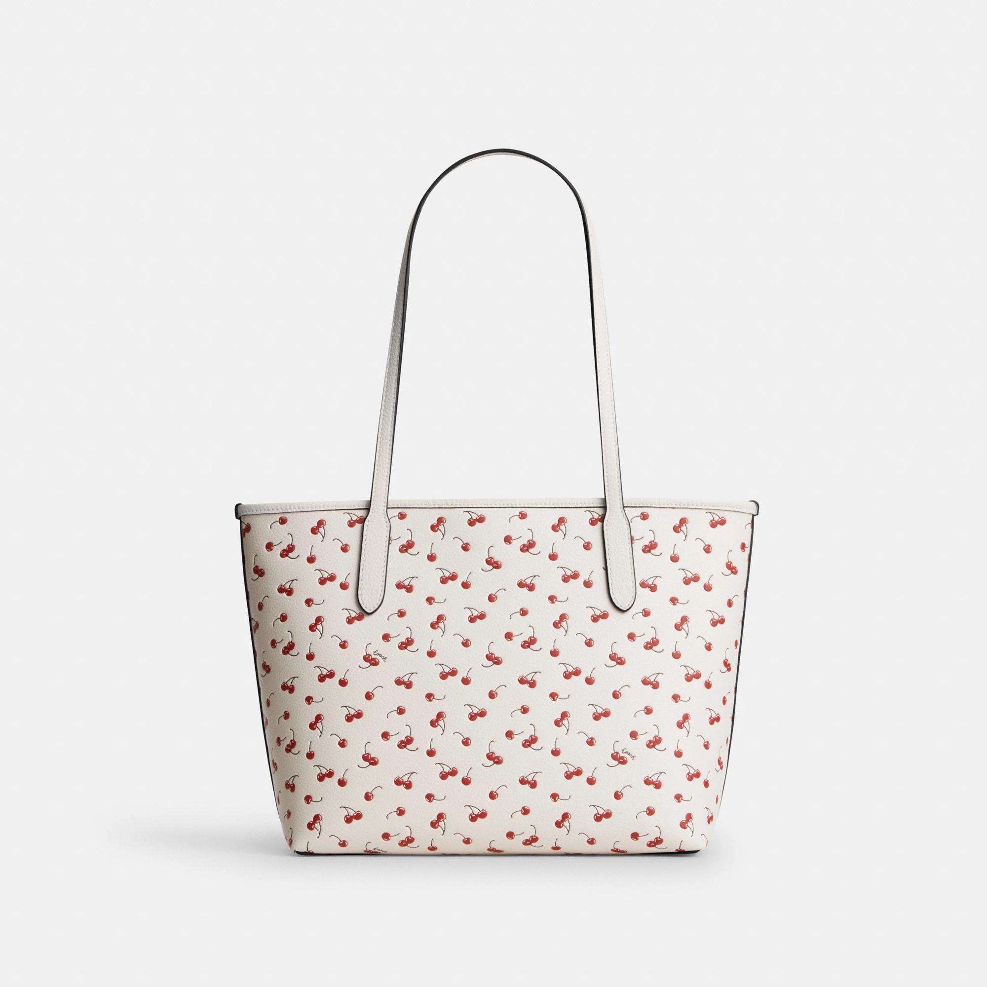 COACH®,Medium City Tote Bag With Cherry Print,,Back View