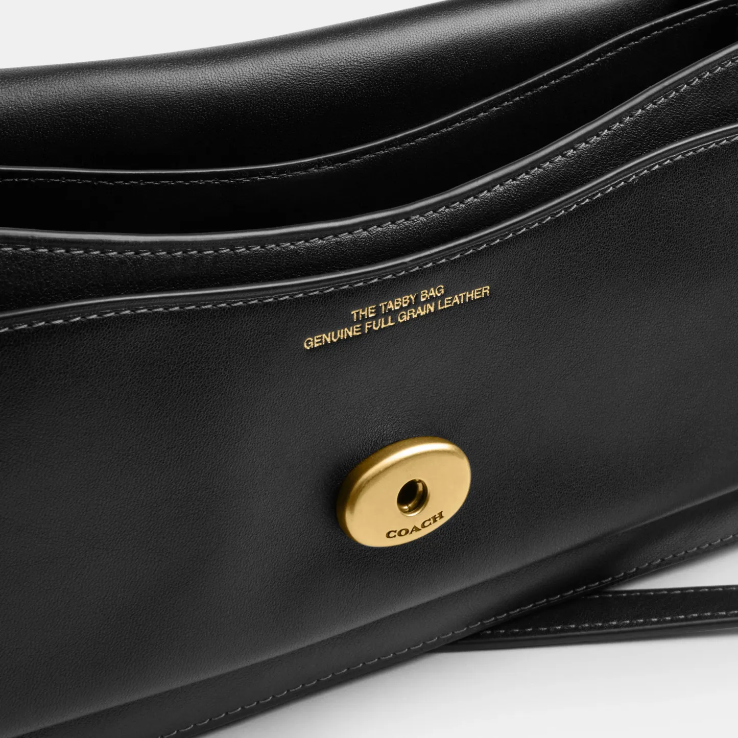 COACH®,Tabby Shoulder Bag 26,Leather,Shoulder Bag,Logo,Metal,Compact,Brass,Casual,Black,Closer View