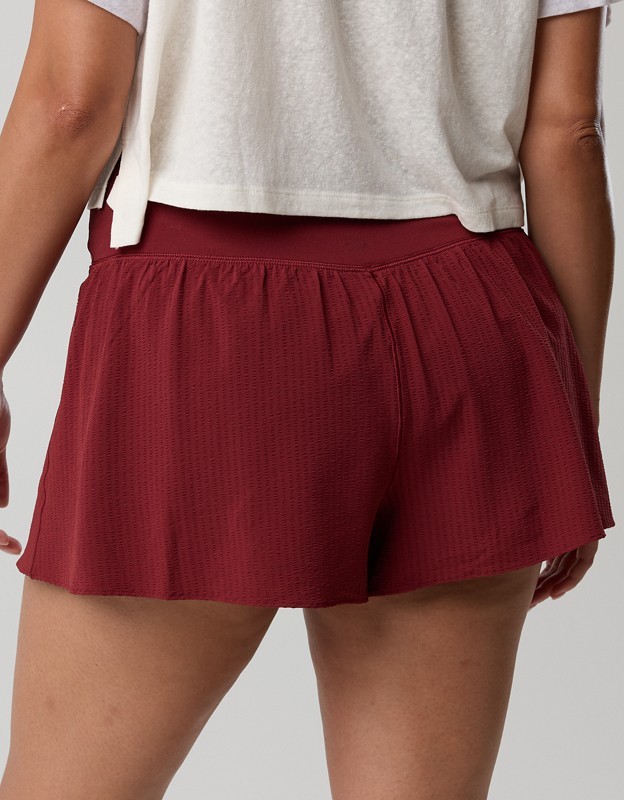 OFFLINE By Aerie Real Me Seersucker Crossover Flowy Short - Deep Ruby