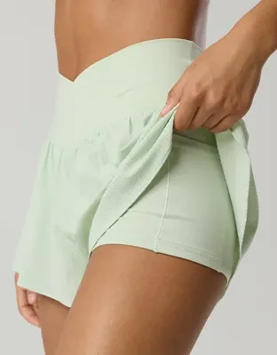 OFFLINE By Aerie Real Me Seersucker Crossover Flowy Short - Overcast Green
