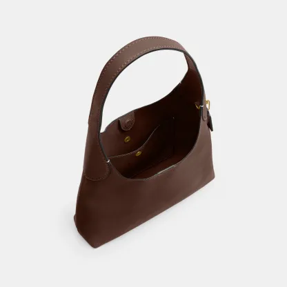 COACH®,Brooklyn Shoulder Bag 28,Leather,Hobo,Engraved Detail,Logo,Casual,Brown,Inside View,Top View