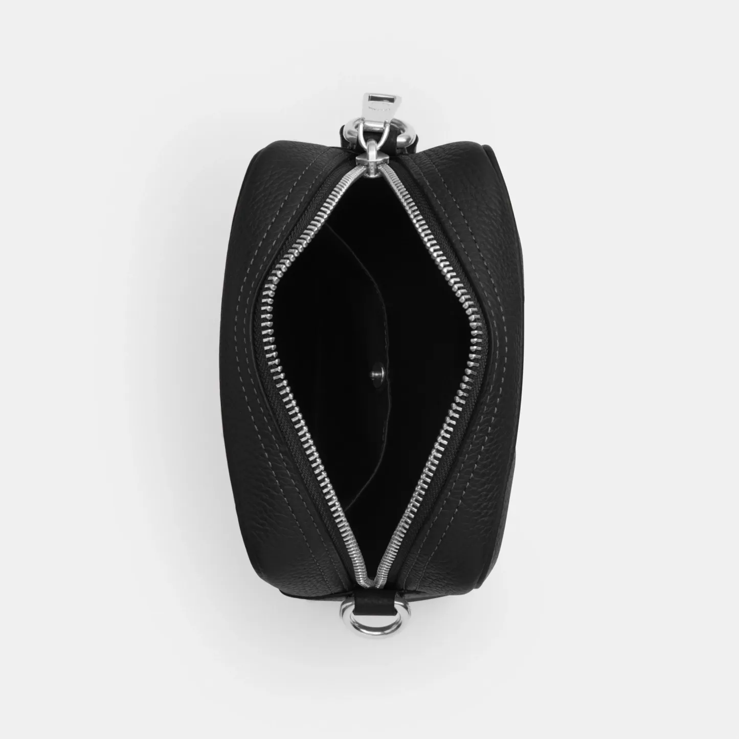 COACH®,Tristan Crossbody Bag 14,Leather,Recycled Polyester,Crossbody,Logo,Convertible,Adjustable,Sustainable,Silver Metal,...,Black,Inside View,Top View