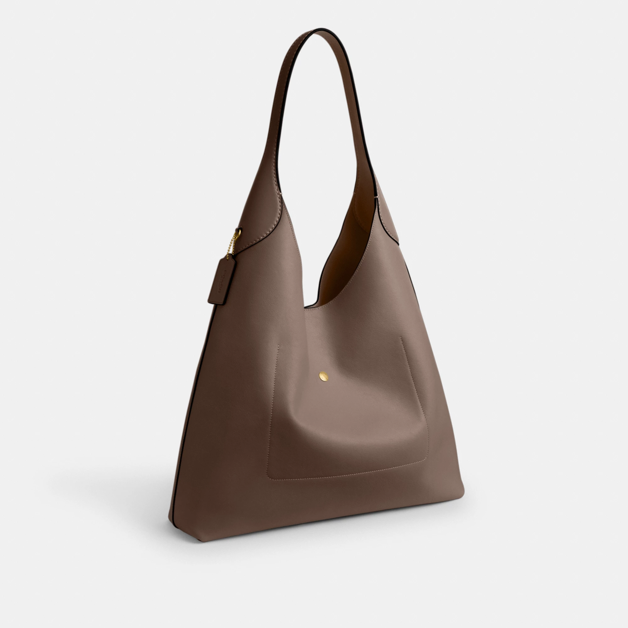 COACH®,Brooklyn Shoulder Bag 39,Hobo,Logo,Word Embellishment,Embossed,Casual,Brown,Angle View