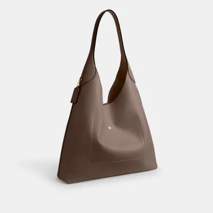 COACH®,Brooklyn Shoulder Bag 39,Hobo,Logo,Word Embellishment,Embossed,Casual,Brown,Angle View