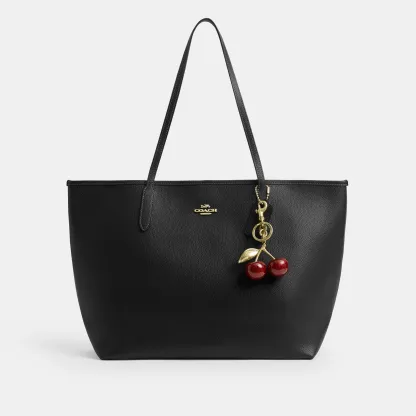 COACH®,City Tote Bag,Leather,Tote,Logo,Casual,Black,Angle View