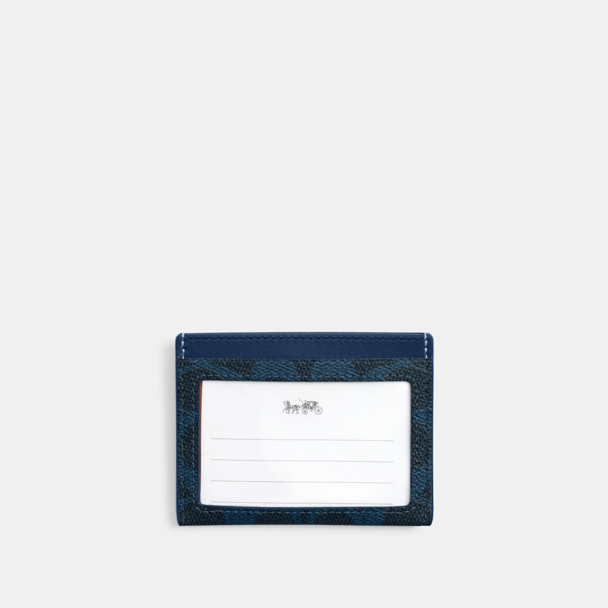 COACH®,Slim Id Card Case In Signature Canvas,Card Case,Color Block,Casual, Father's Day,Blue,Back View