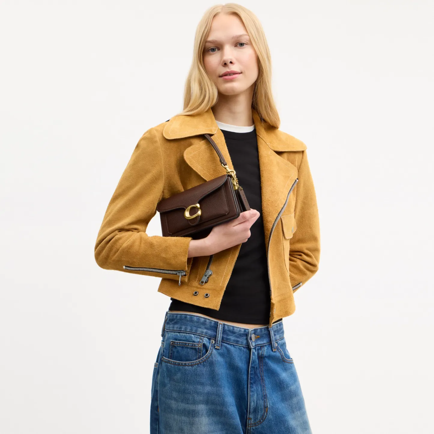 COACH®,Tabby Shoulder Bag 20,Leather,Shoulder Bag,Embossed,Metal,Logo,Day Party,Brown,Detail View