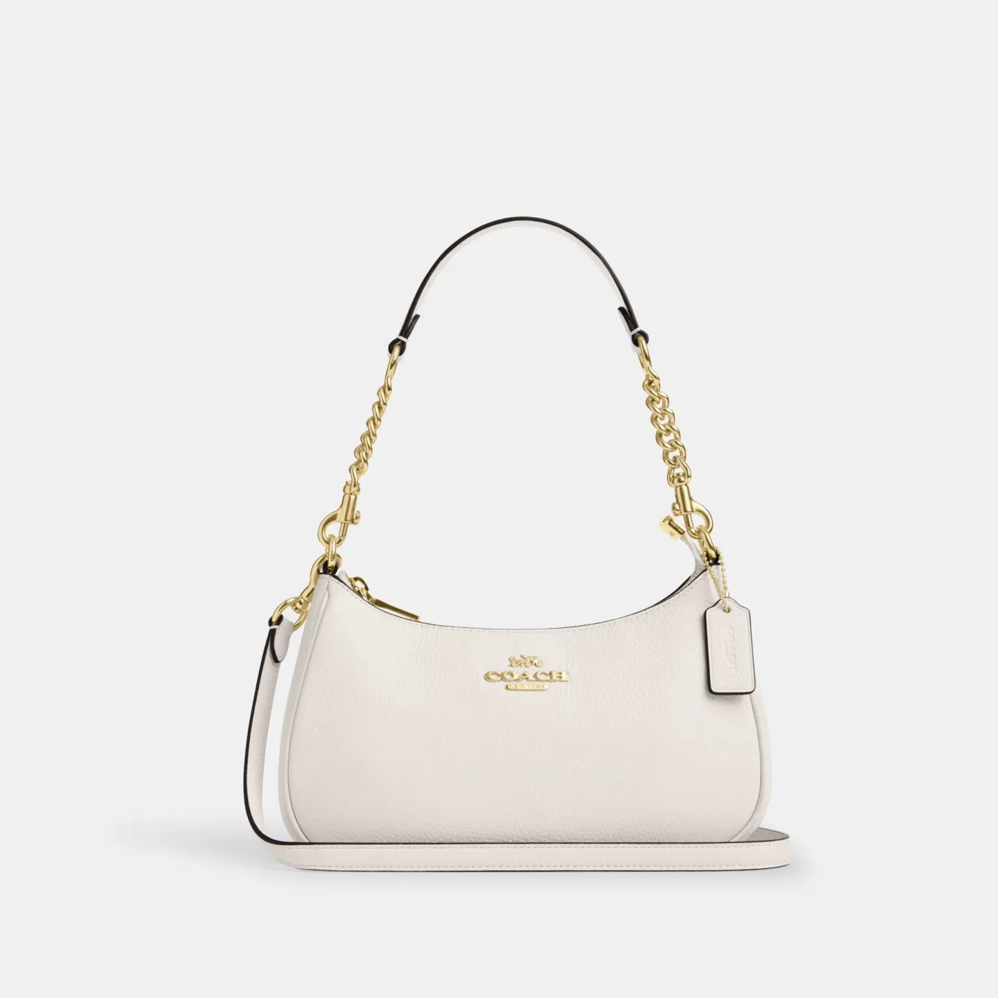 COACH®,Teri Shoulder Bag,Shoulder Bag,Chain Detail,Metal,Logo,Casual,White,Front View