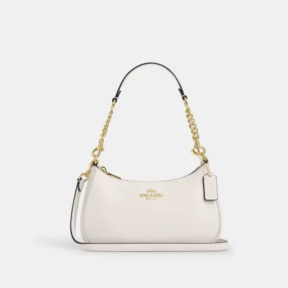 COACH®,Teri Shoulder Bag,Shoulder Bag,Chain Detail,Metal,Logo,Casual,White,Front View