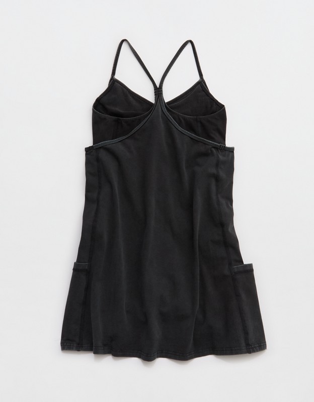 OFFLINE By Aerie OG Cotton Racerback Mini Dress - Washed Black