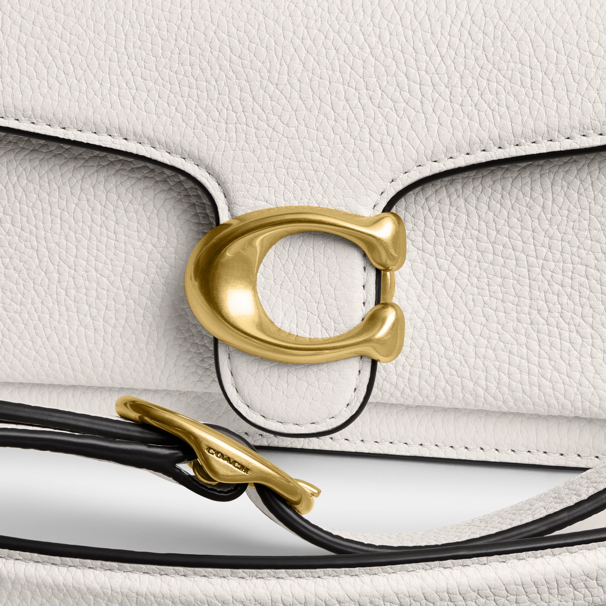 COACH®,Tabby Shoulder Bag 20,Leather,Shoulder Bag,Embossed,Metal,Logo,Day Party,White,Closer View