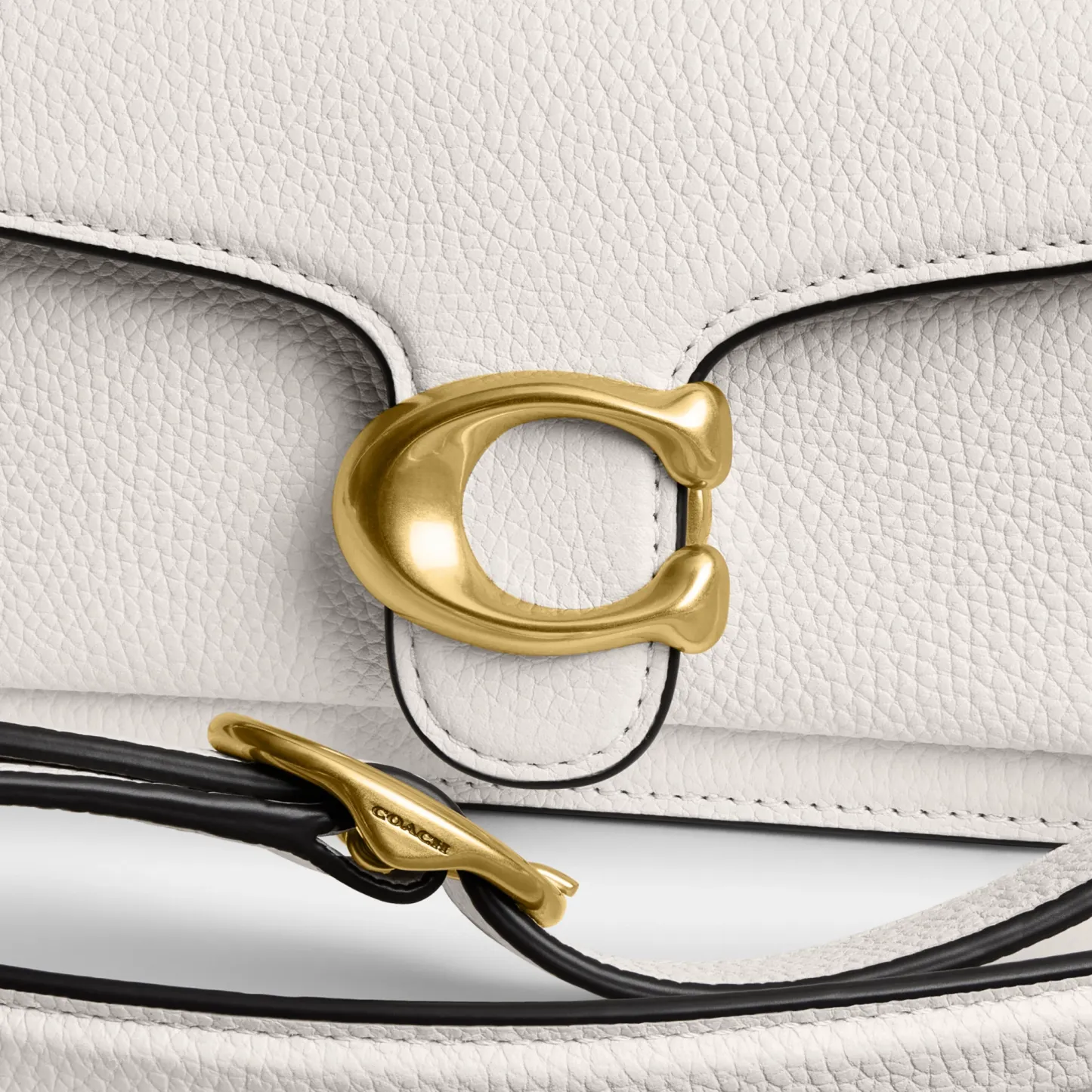 COACH®,Tabby Shoulder Bag 20,Leather,Shoulder Bag,Embossed,Metal,Logo,Day Party,White,Closer View
