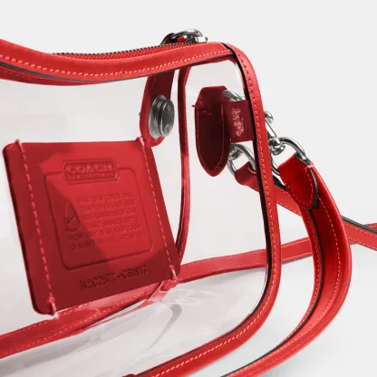 COACH®,Stadium Swinger Bag,Leather,Shoulder Bag,Sheer,Piping,Applique,Casual,White,Closer View