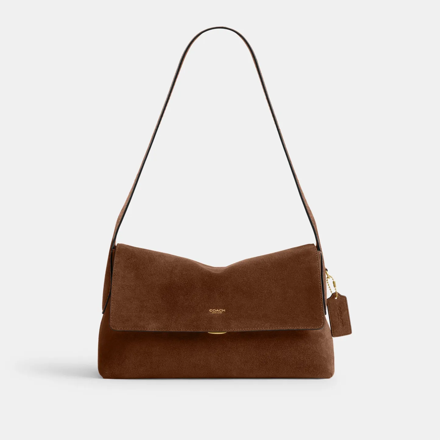 COACH®,Chelsea Shoulder Bag 30,Suede,Leather,Shoulder Bag,Brass,Casual,Brown,Front View