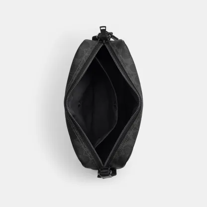 COACH®,Colton Crossbody Bag 25 In Signature Canvas,Leather,Canvas,Recycled Polyester,Polyester,Crossbody,Logo,Adjustable,S...,Black,Inside View,Top View