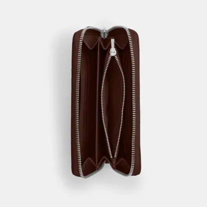 COACH®,Long Zip Around Wallet With Quilting,Brown,Inside View,Top View