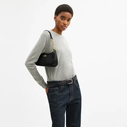 COACH®,Teri Shoulder Bag,Shoulder Bag,Chain Detail,Metal,Logo,Casual,Black,Detail View