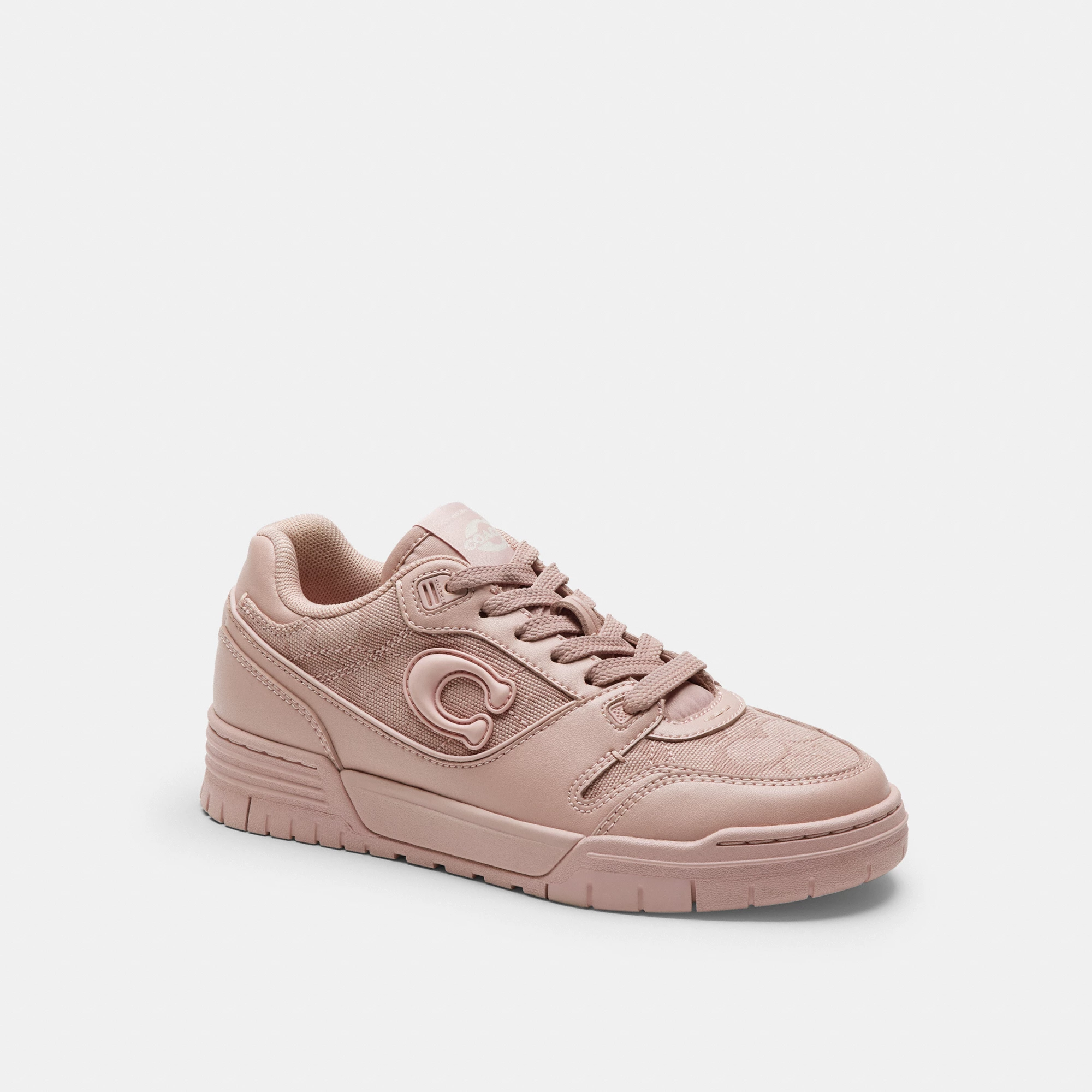 COACH®,Soho Sneaker With Signature Jacquard Canvas,Rubber,Cotton,Recycled Polyester,Polyester,Leather,EVA,Casual,Low Top,F...,Blush,Front View
