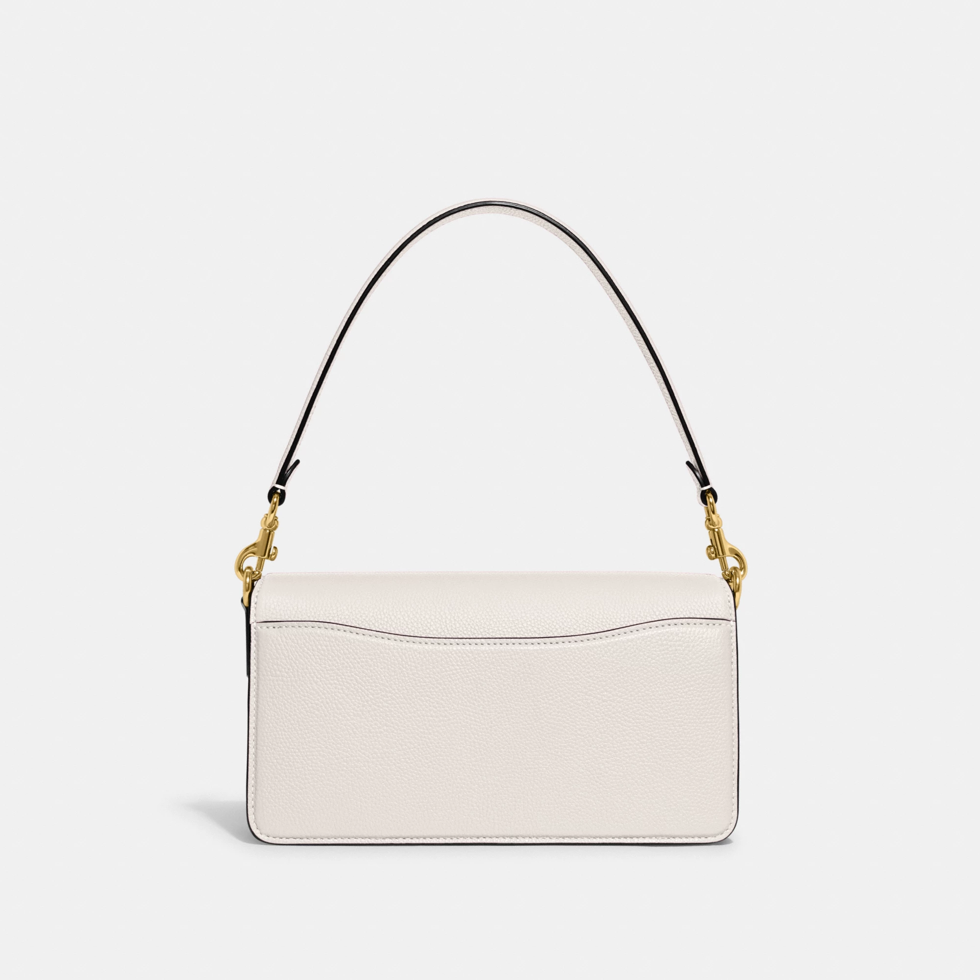 COACH®,Tabby Shoulder Bag 26,Leather,Shoulder Bag,Crossbody,Logo,Gusset,Gold Metal,Casual,White,Back View