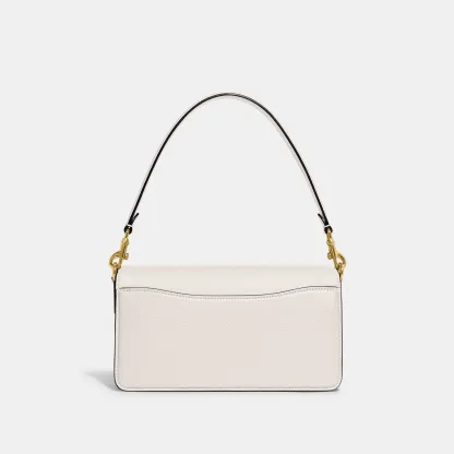 COACH®,Tabby Shoulder Bag 26,Leather,Shoulder Bag,Crossbody,Logo,Gusset,Gold Metal,Casual,White,Back View