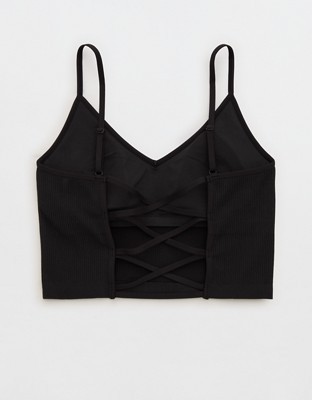Superchill Seamless Rib Padded Bra Top - True Black