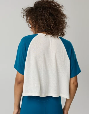OFFLINE By Aerie Bouncy Cotton Colorblock T-Shirt - Twilight Blue
