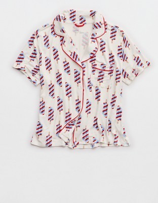 Aerie Real Soft® Short Sleeve Pajama Shirt - Rome Blue
