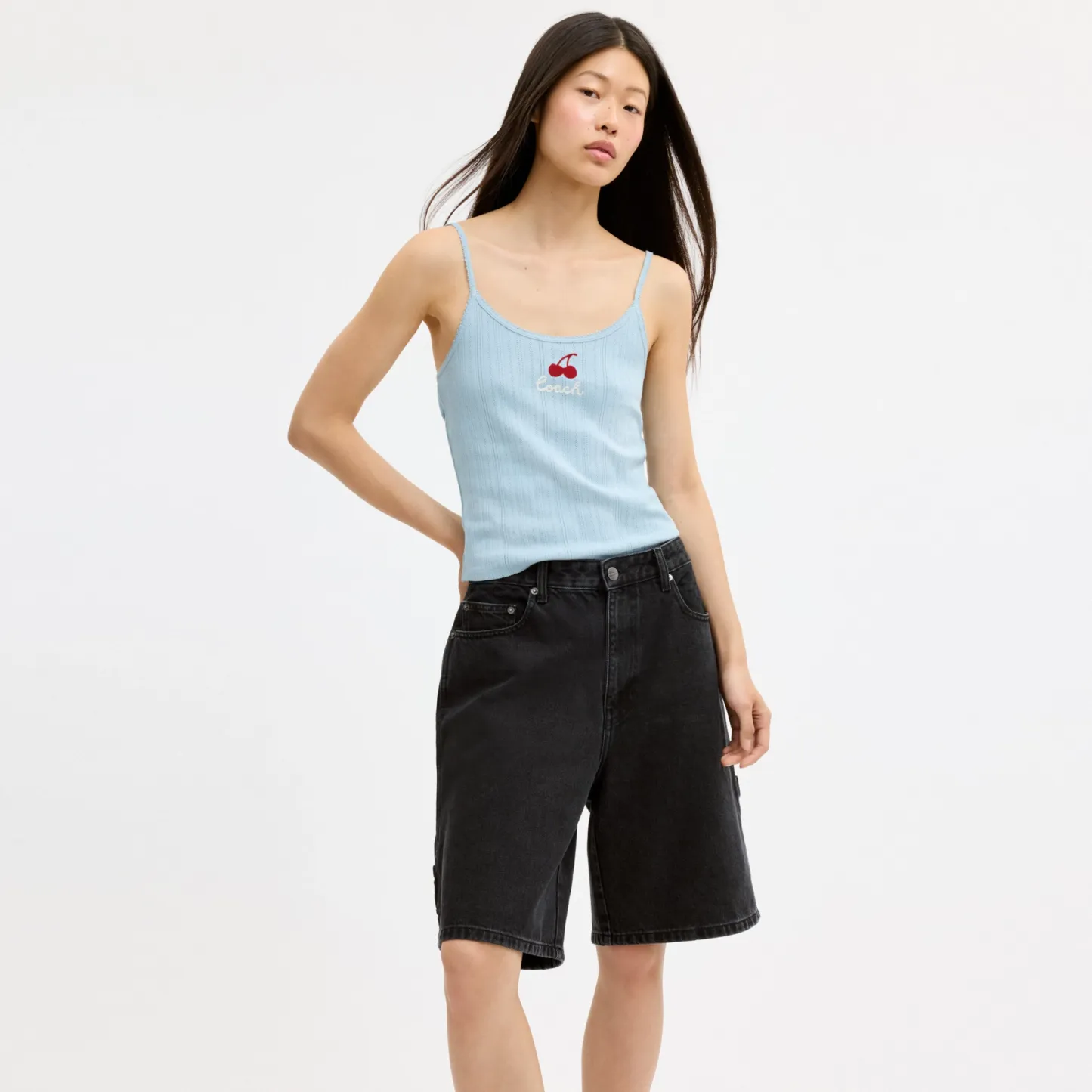 COACH®,Cherry Pointelle Tank,,Scale View