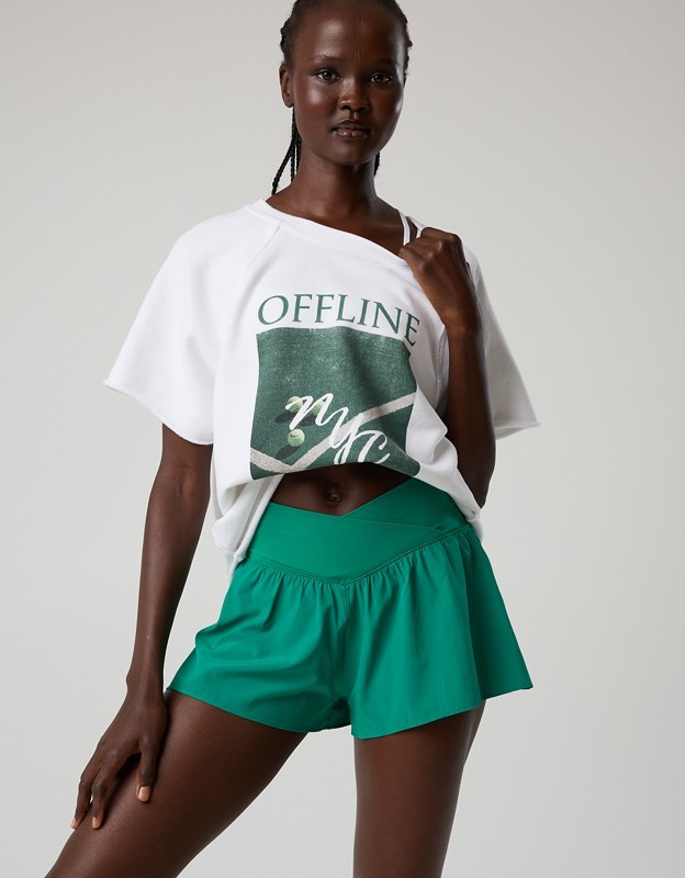 OFFLINE By Aerie Real Me Crossover Flowy Short - Pine