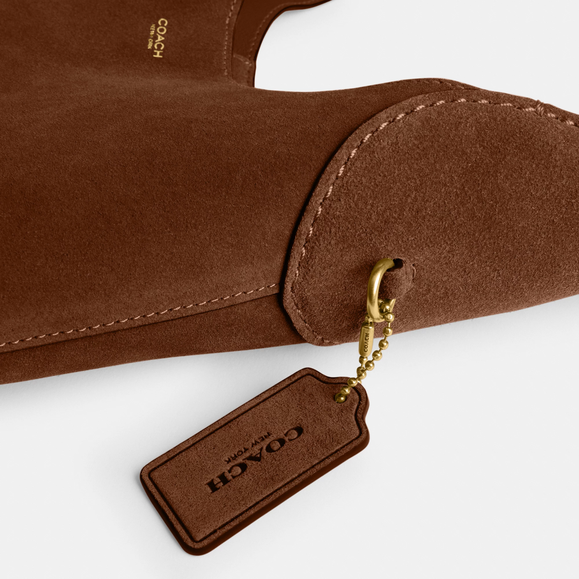 COACH®,Brooklyn Shoulder Bag 28,Suede,Leather,Hobo,Logo,Casual,Brown,Closer View