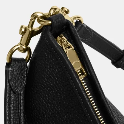 COACH®,Laurel Shoulder Bag,Leather,Hobo,Logo,Gold Metal,Casual,Black,Closer View