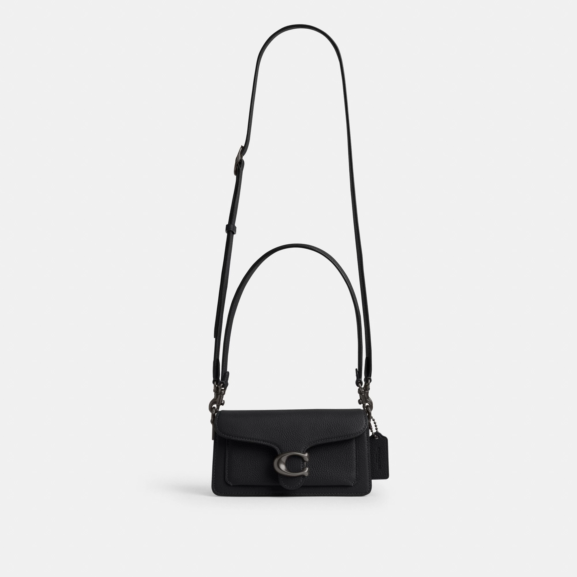 COACH®,Tabby Shoulder Bag 20,Leather,Shoulder Bag,Embossed,Metal,Logo,Day Party,Black