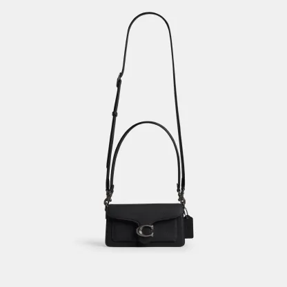 COACH®,Tabby Shoulder Bag 20,Leather,Shoulder Bag,Embossed,Metal,Logo,Day Party,Black