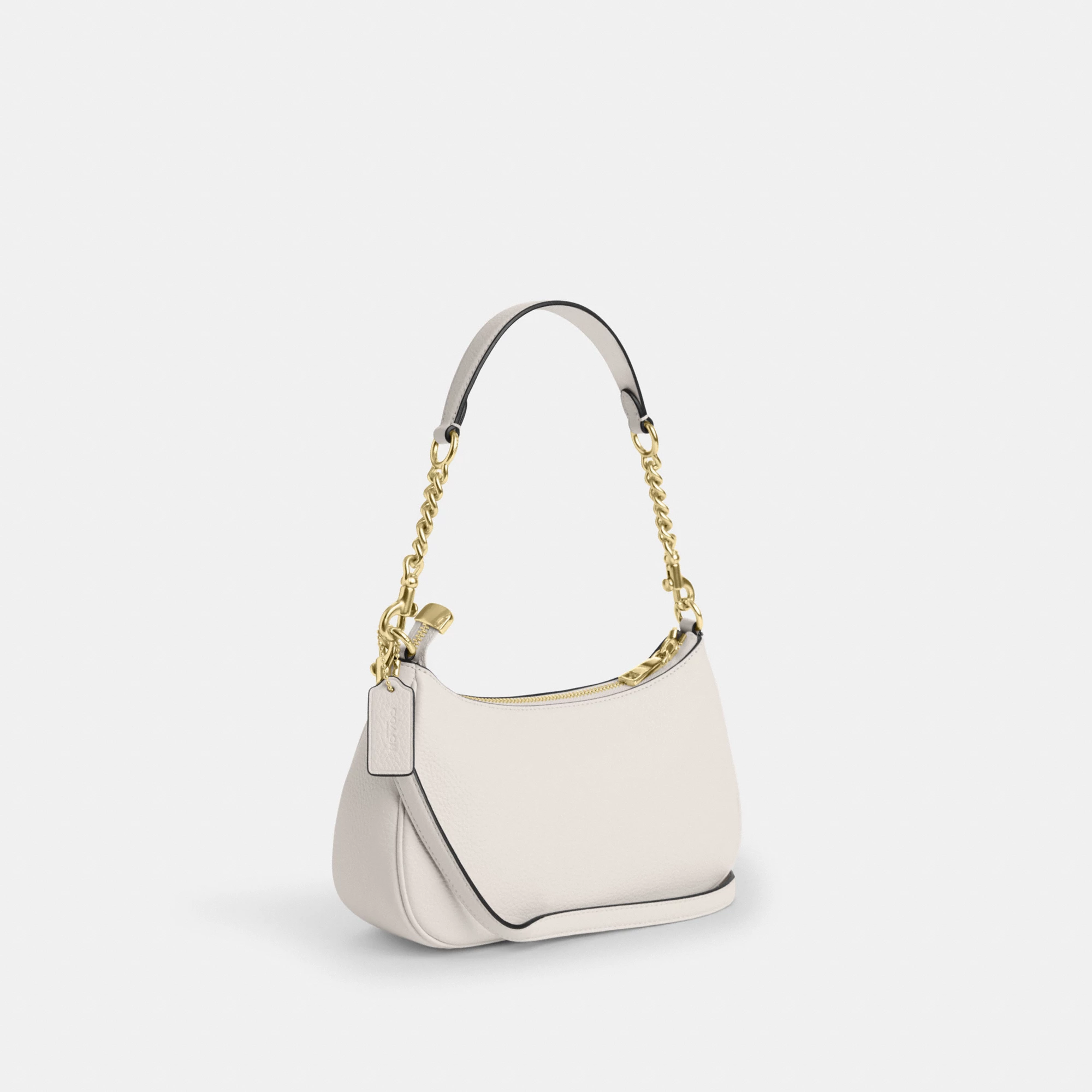 COACH®,Teri Shoulder Bag,Shoulder Bag,Chain Detail,Metal,Logo,Casual,White,Angle View