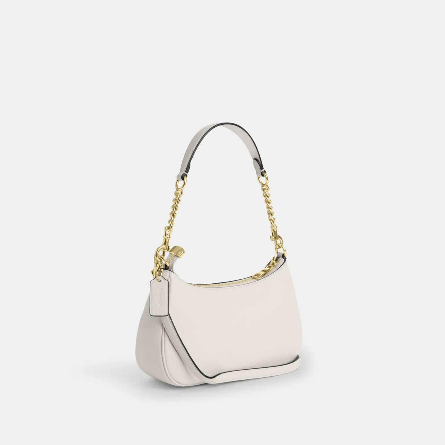 COACH®,Teri Shoulder Bag,Shoulder Bag,Chain Detail,Metal,Logo,Casual,White,Angle View