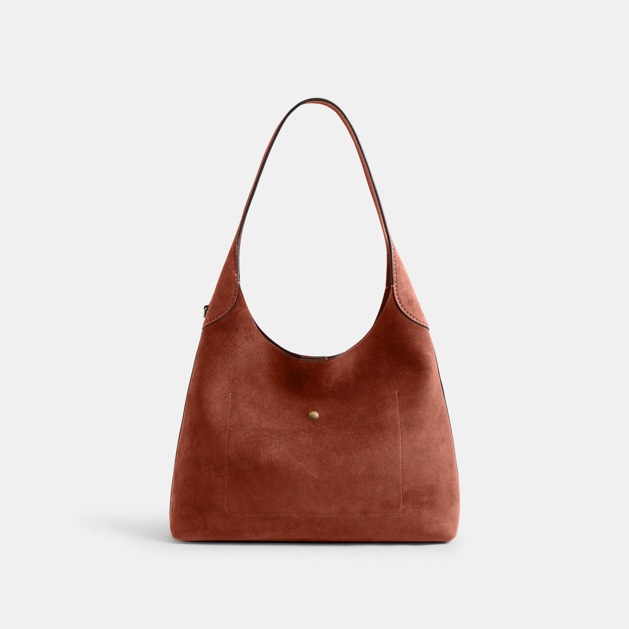 COACH®,Brooklyn Shoulder Bag 34,Suede,Hobo,Brass,Casual,Brown,Back View