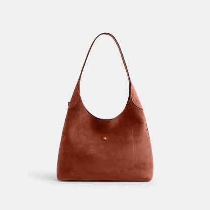COACH®,Brooklyn Shoulder Bag 34,Suede,Hobo,Brass,Casual,Brown,Back View