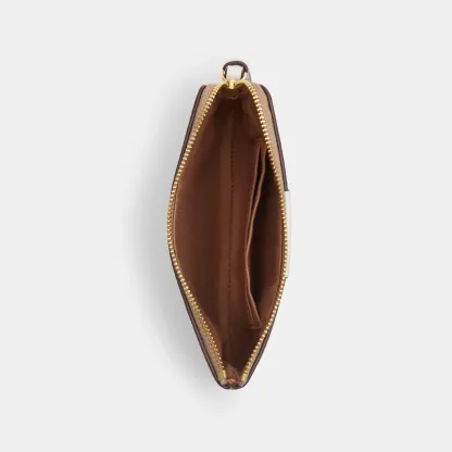 COACH®,Corner Zip Wristlet In Signature Canvas With Stripe,Wristlet,Pouch,Color Block,Casual,Beige,Inside View,Top View
