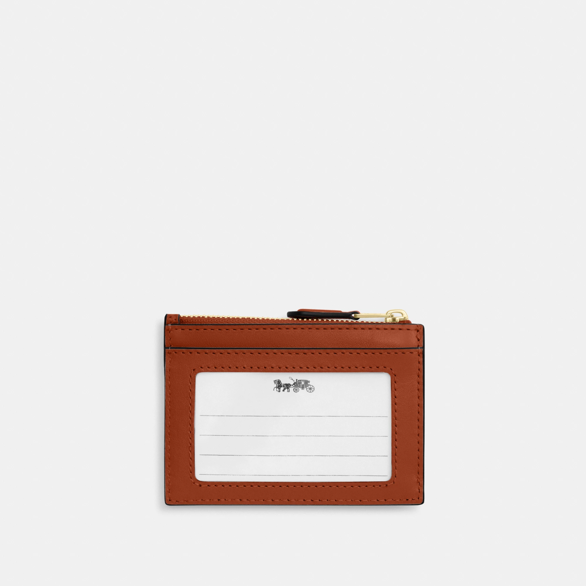 COACH®,Mini Skinny Id Case With Quilting,Recycled Polyester,Leather,Key Chain,Card Case,Metal Material,Logo,Key Ring,Susta...,Brown,Back View