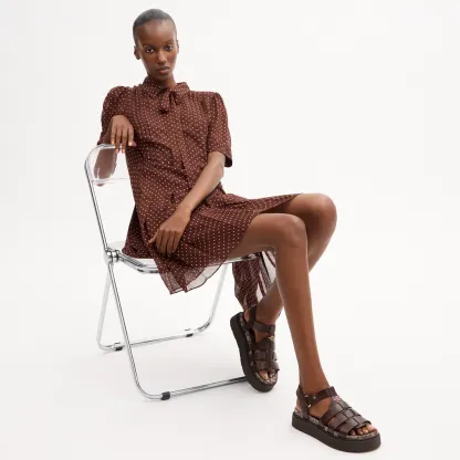 COACH®,Lucy Lug Sole Sandal In Signature Jacquard,Brown,Detail View