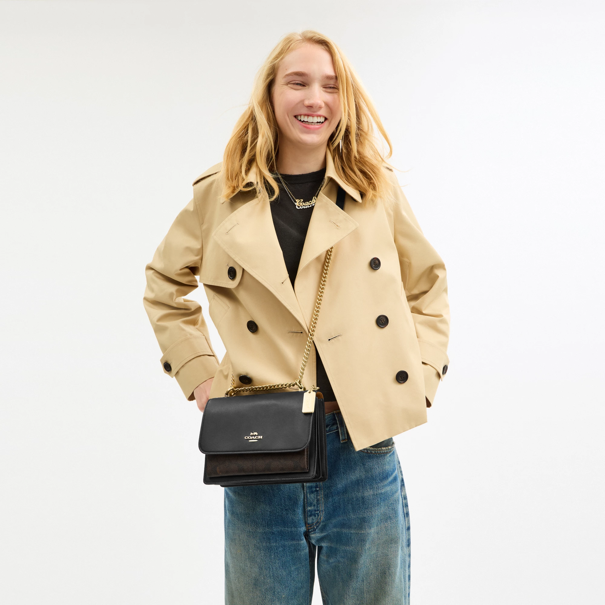 COACH®,Klare Crossbody Bag In Signature Canvas,Crossbody,Chain Detail,Pattern,Day Party,Black