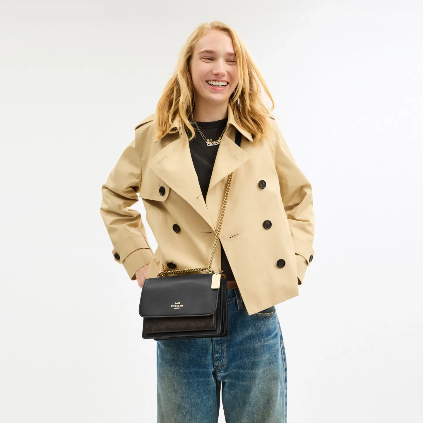 COACH®,Klare Crossbody Bag In Signature Canvas,Crossbody,Chain Detail,Pattern,Day Party,Black