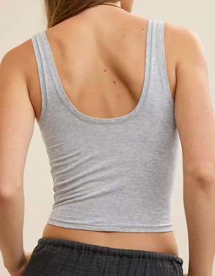SMOOTHEZ Cotton Blend Ruched Tank Top - Medium Heather Gray