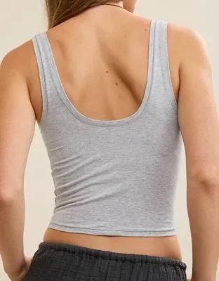 SMOOTHEZ Cotton Blend Ruched Tank Top - Medium Heather Gray