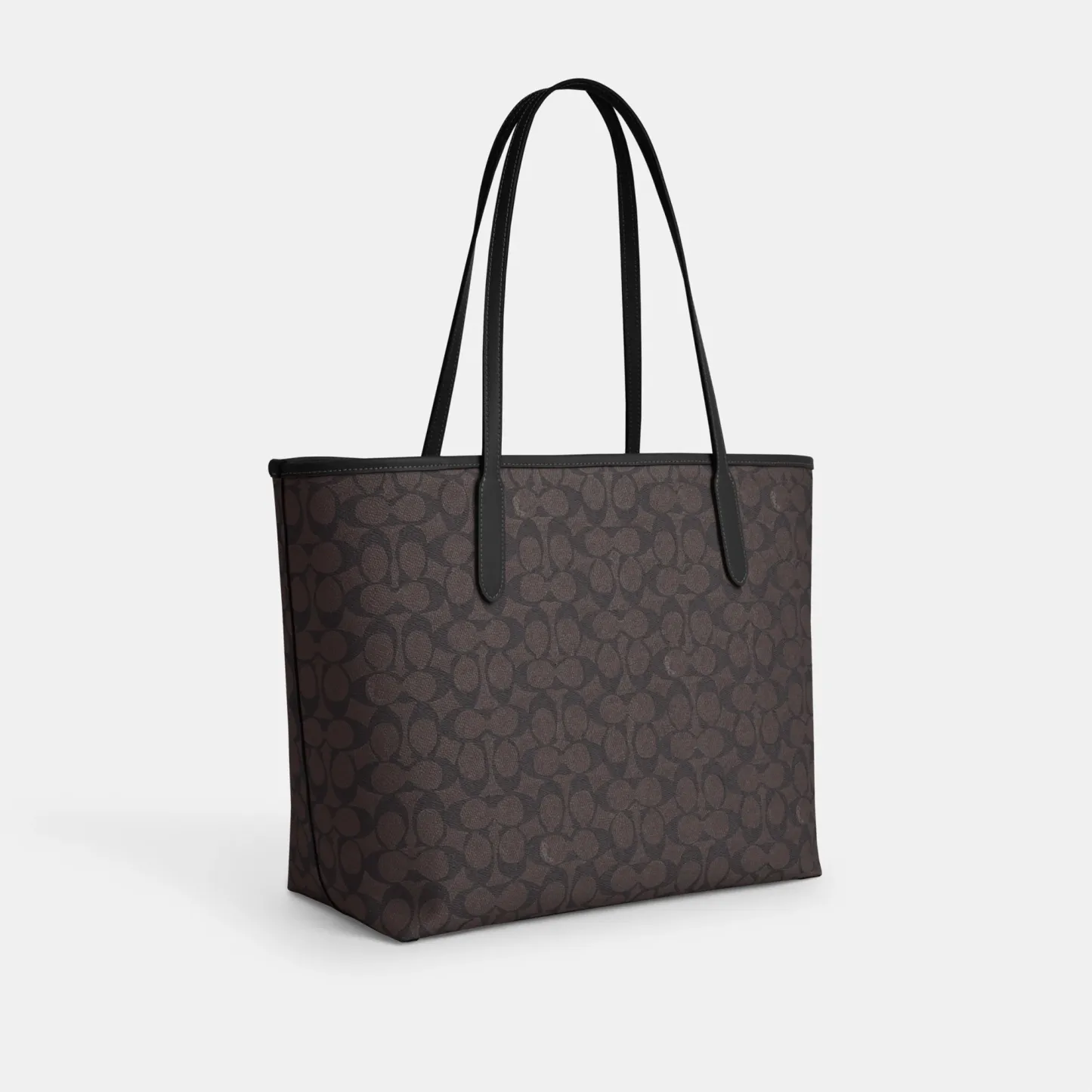 COACH®,City Tote Bag In Signature Canvas,Tote,Metal,Tag Embellishment,Color Block,Embossed,Piping,Logo,Casual,Multi Color,Angle View