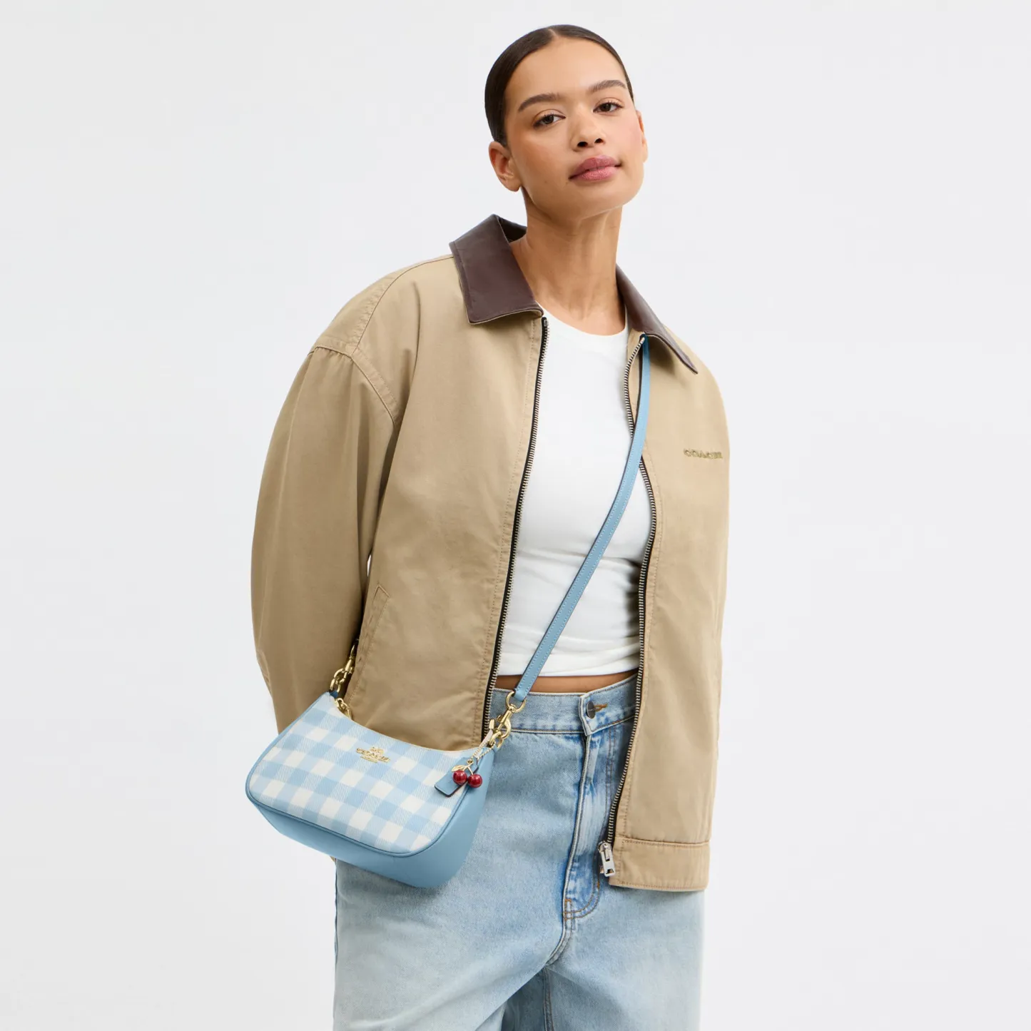 COACH®,Teri Shoulder Bag With Gingham Print And Charm,