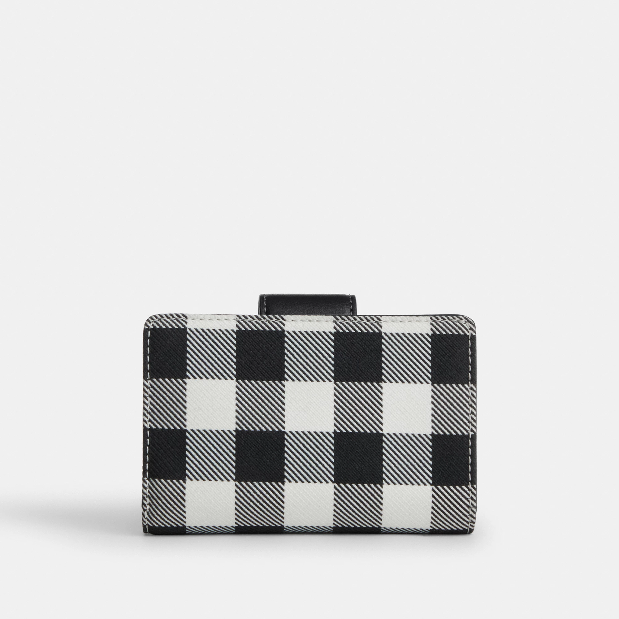 COACH®,Medium Corner Zip Wallet With Gingham Print,,Back View