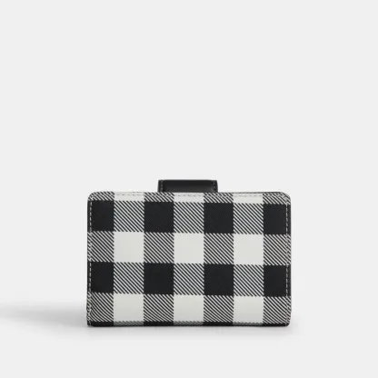 COACH®,Medium Corner Zip Wallet With Gingham Print,,Back View