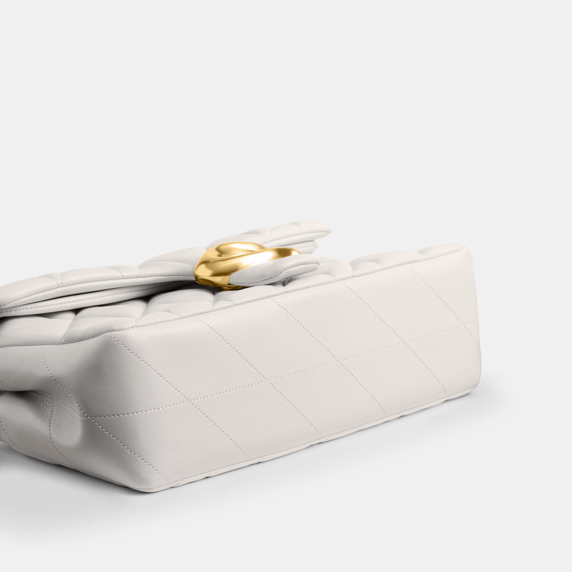 COACH®,Tabby Shoulder Bag 26 With Pillow Quilting,Leather,Shoulder Bag,Metal,Logo,Shoulder Guard,Silver Metal,Day Party,Cream,Outsole View