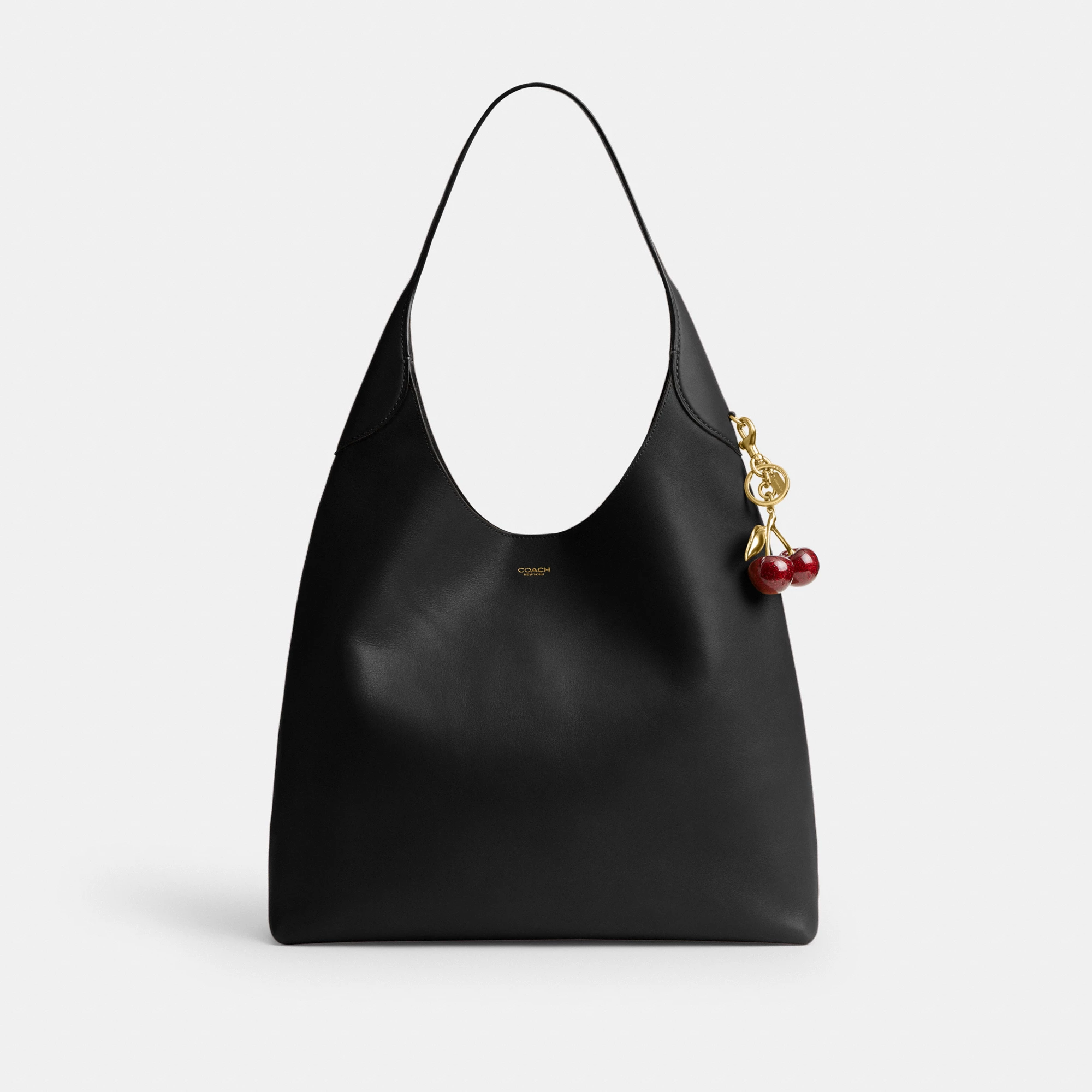 COACH®,Brooklyn Shoulder Bag 39,Hobo,Logo,Word Embellishment,Embossed,Casual,Black,Angle View